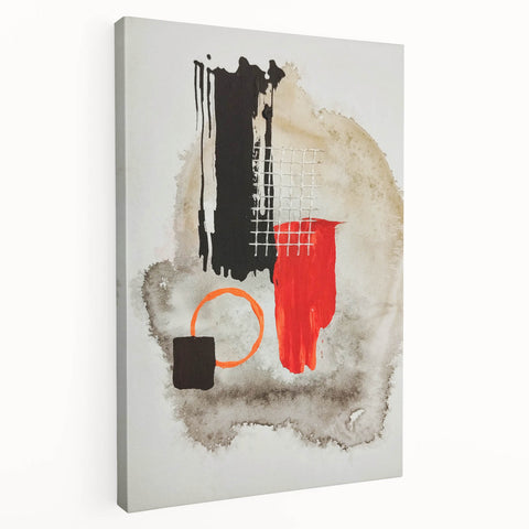 Bold Geometry – Earthen Harmony Modern Abstract Art in Red & Black