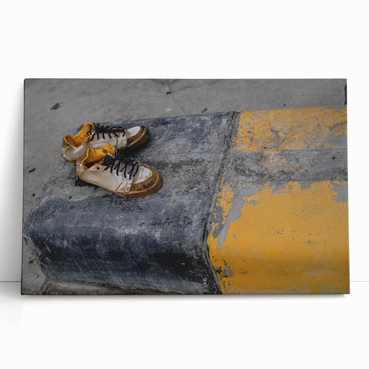 Metropolitan Photography Art – Urban Shoes on Yellow Curb Print