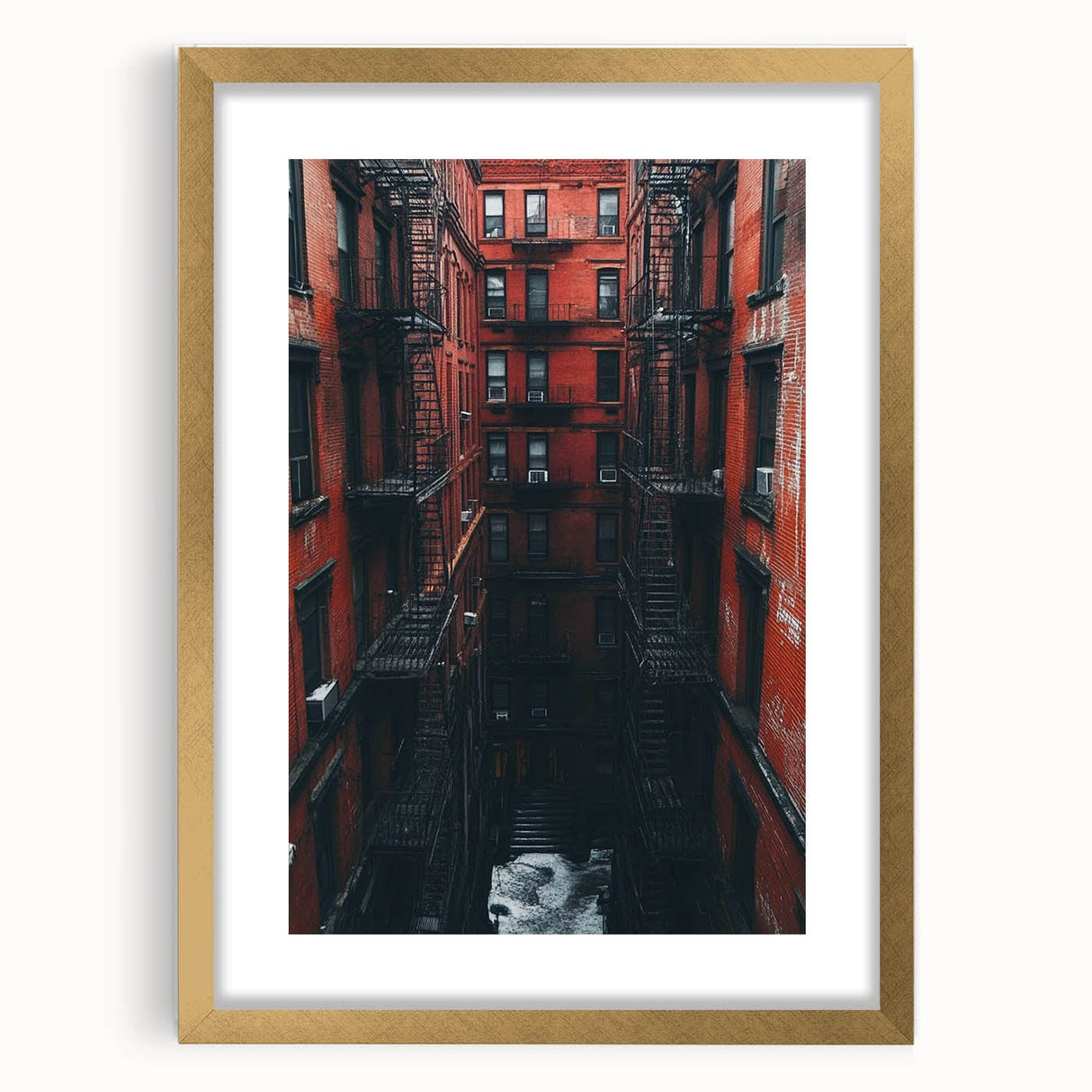 Cityscape Photography Prints – Red Brick Urban Courtyard Wall Art