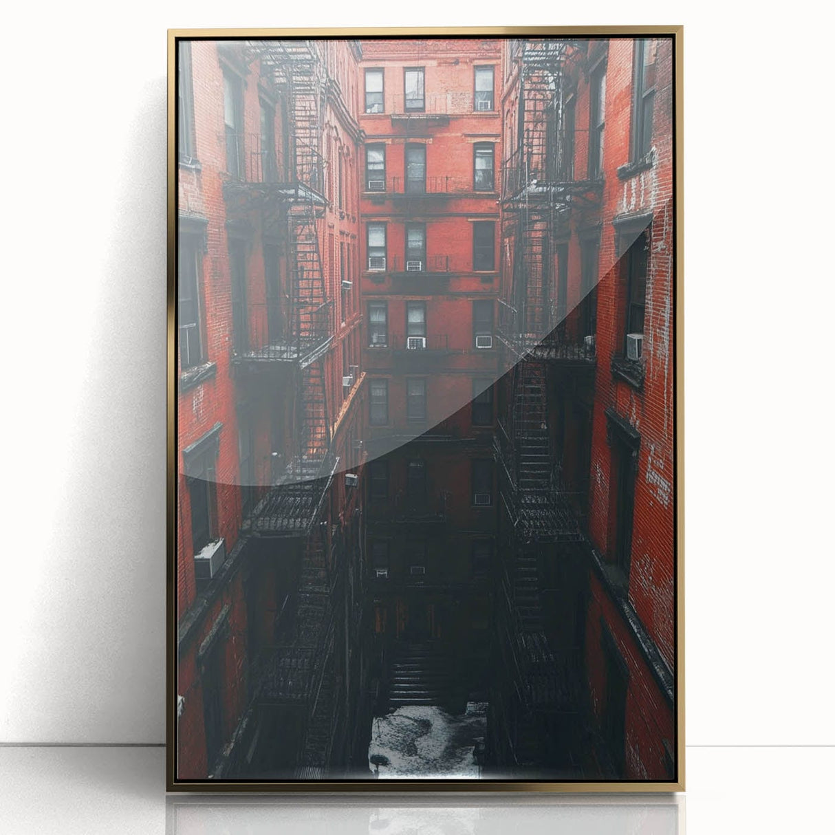 Cityscape Photography Prints – Red Brick Urban Courtyard Wall Art
