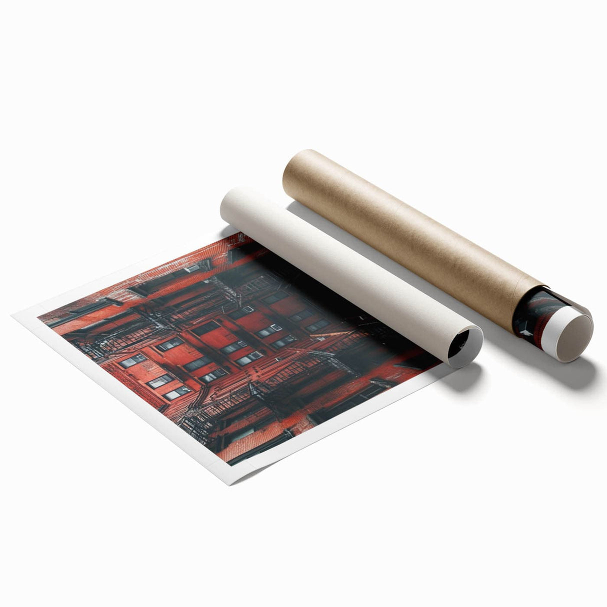 Cityscape Photography Prints – Red Brick Urban Courtyard Wall Art