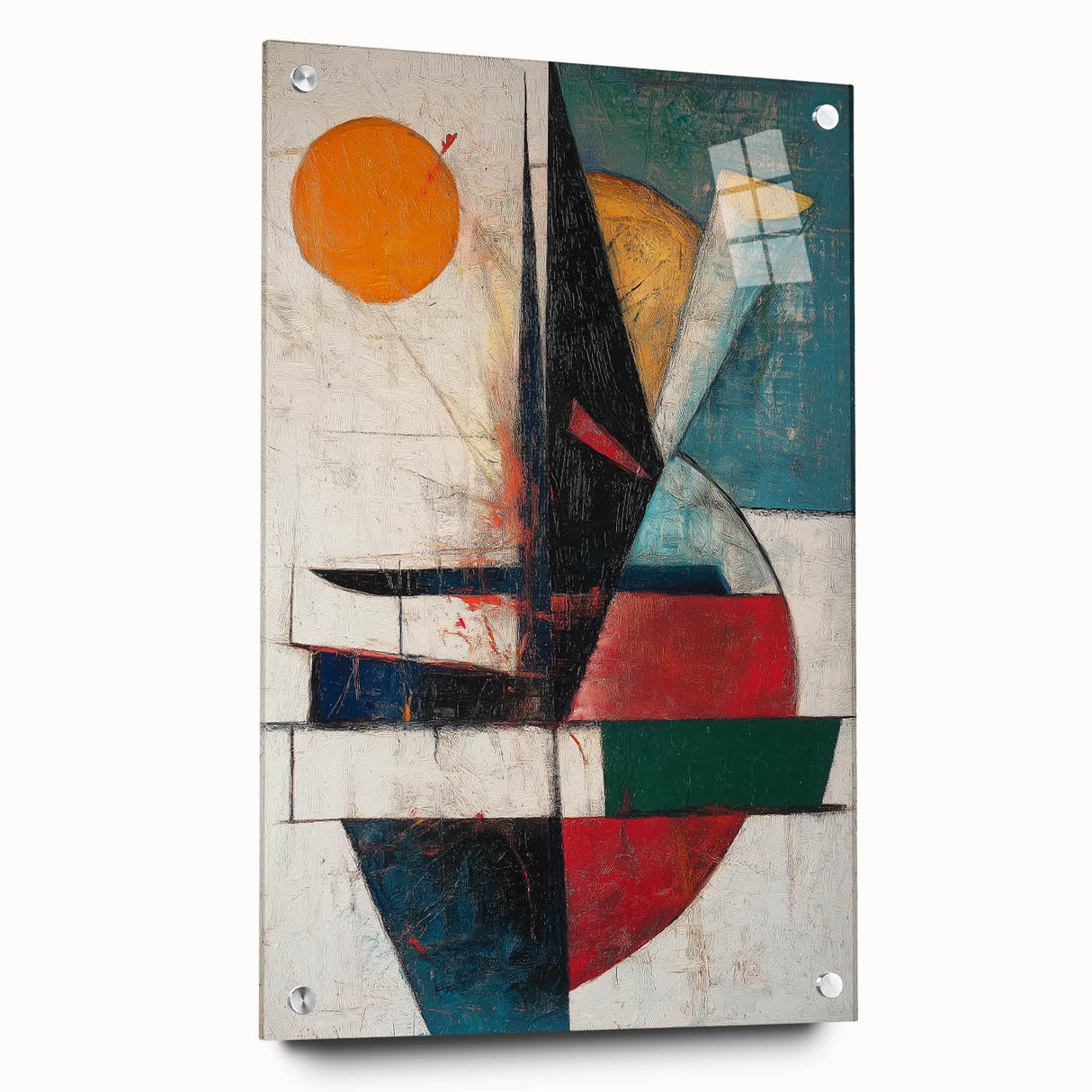 Vertical () (CopyColorful Abstract Geometric Wall Art – Modern Cubist Canvas