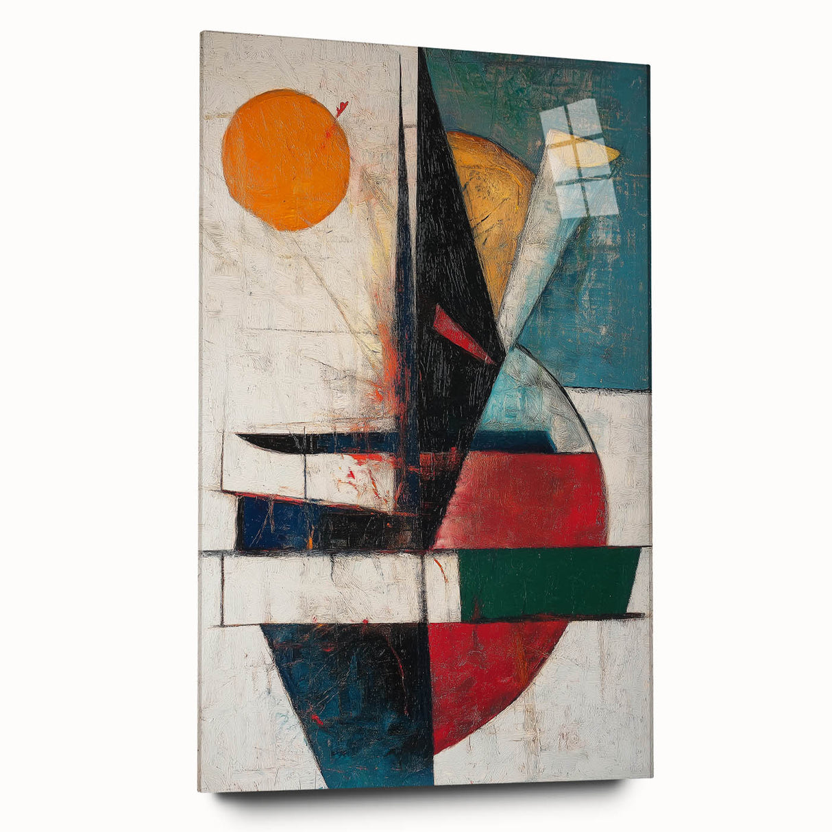 Vertical () (CopyColorful Abstract Geometric Wall Art – Modern Cubist Canvas