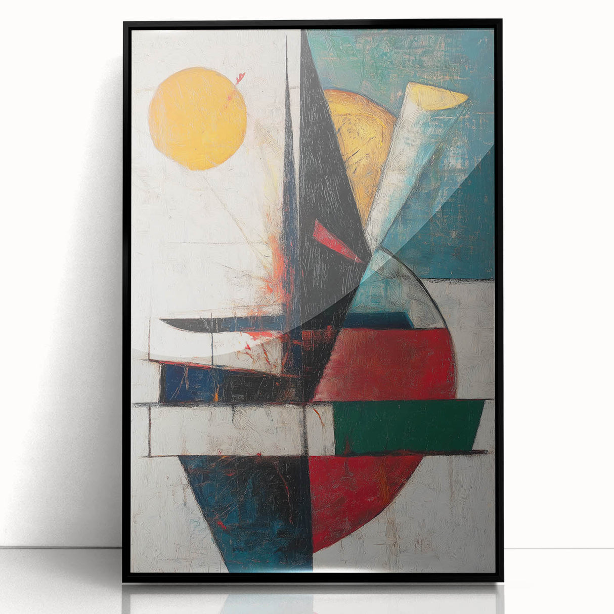 Vertical () (CopyColorful Abstract Geometric Wall Art – Modern Cubist Canvas