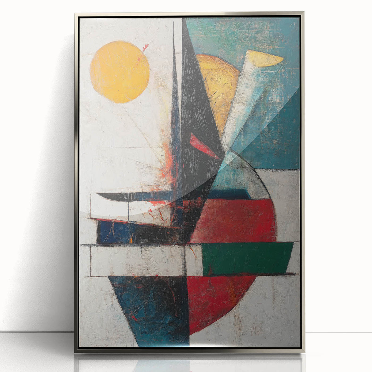 Vertical () (CopyColorful Abstract Geometric Wall Art – Modern Cubist Canvas