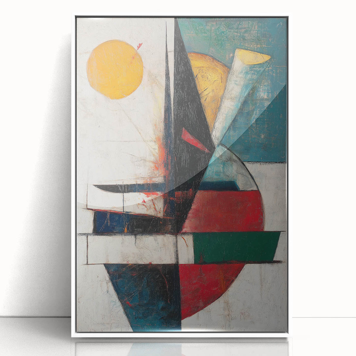 Vertical () (CopyColorful Abstract Geometric Wall Art – Modern Cubist Canvas