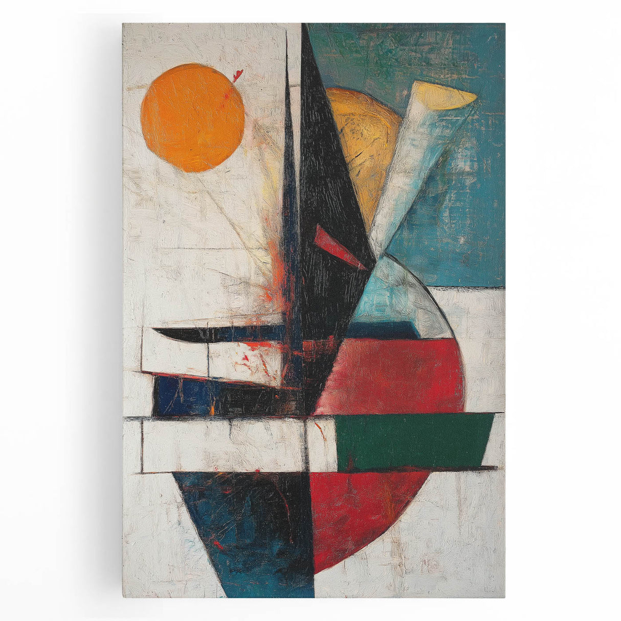 Vertical () (CopyColorful Abstract Geometric Wall Art – Modern Cubist Canvas