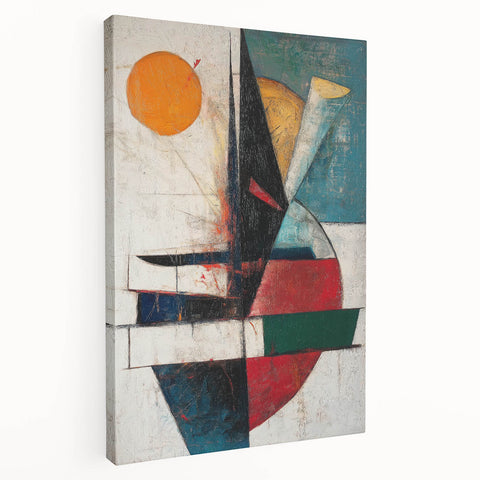 Vertical () (CopyColorful Abstract Geometric Wall Art – Modern Cubist Canvas