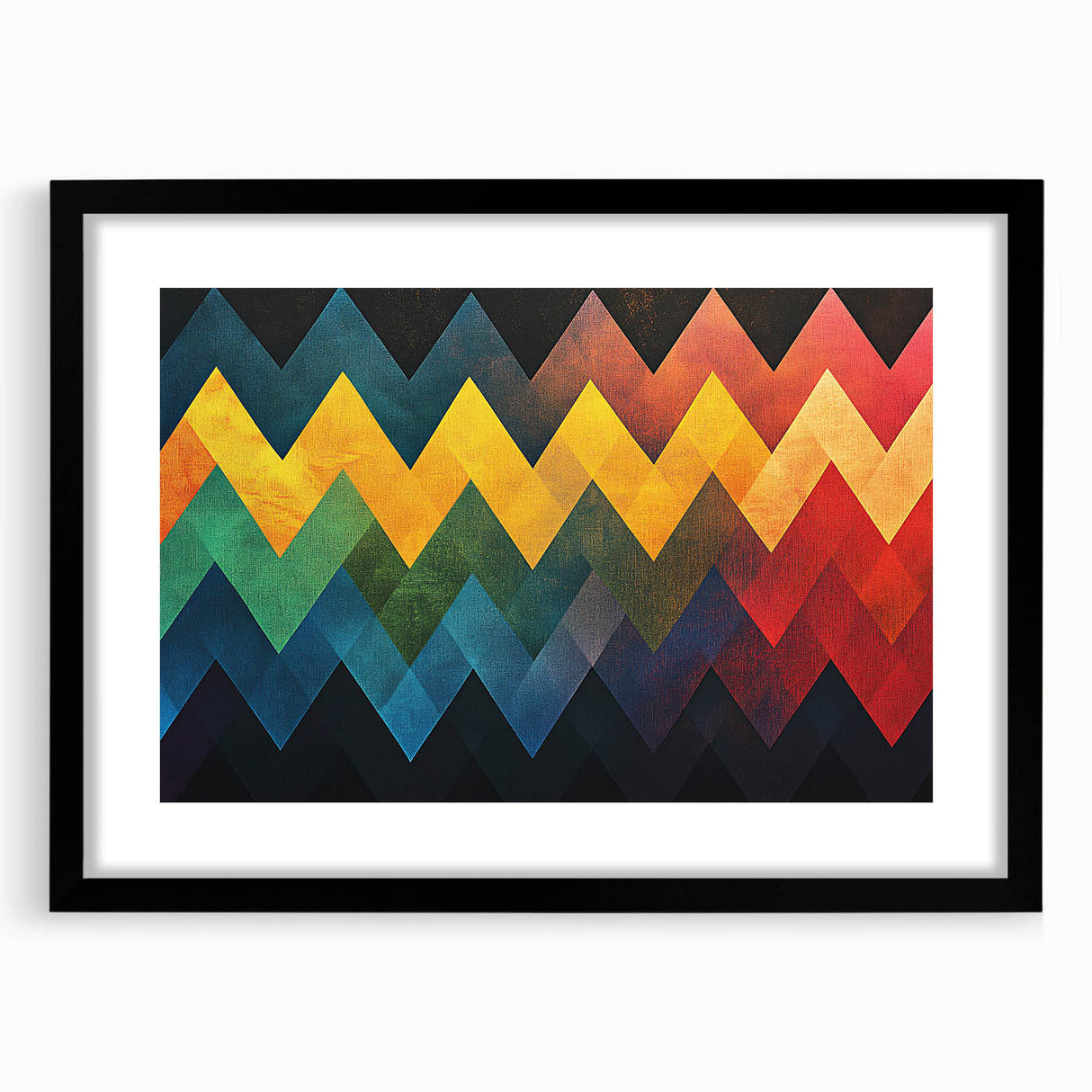 Geometric Abstract Art Prints – Multicolor Chevron Wall Design