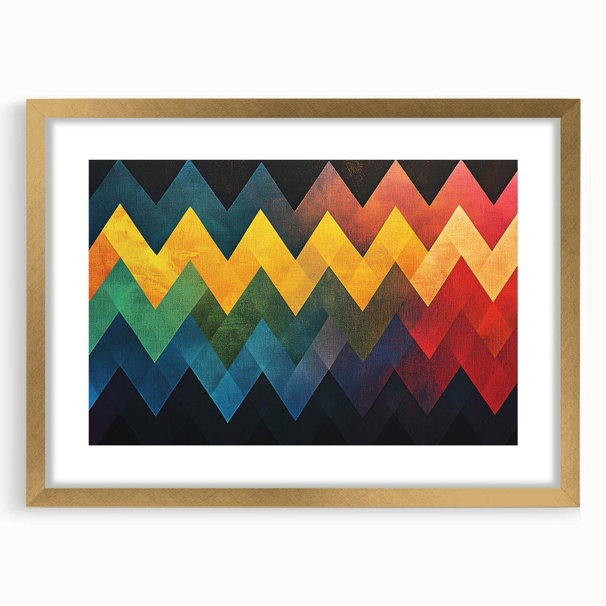 Geometric Abstract Art Prints – Multicolor Chevron Wall Design
