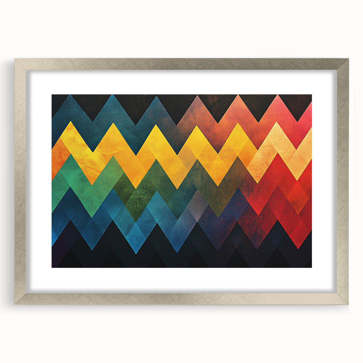 Geometric Abstract Art Prints – Multicolor Chevron Wall Design