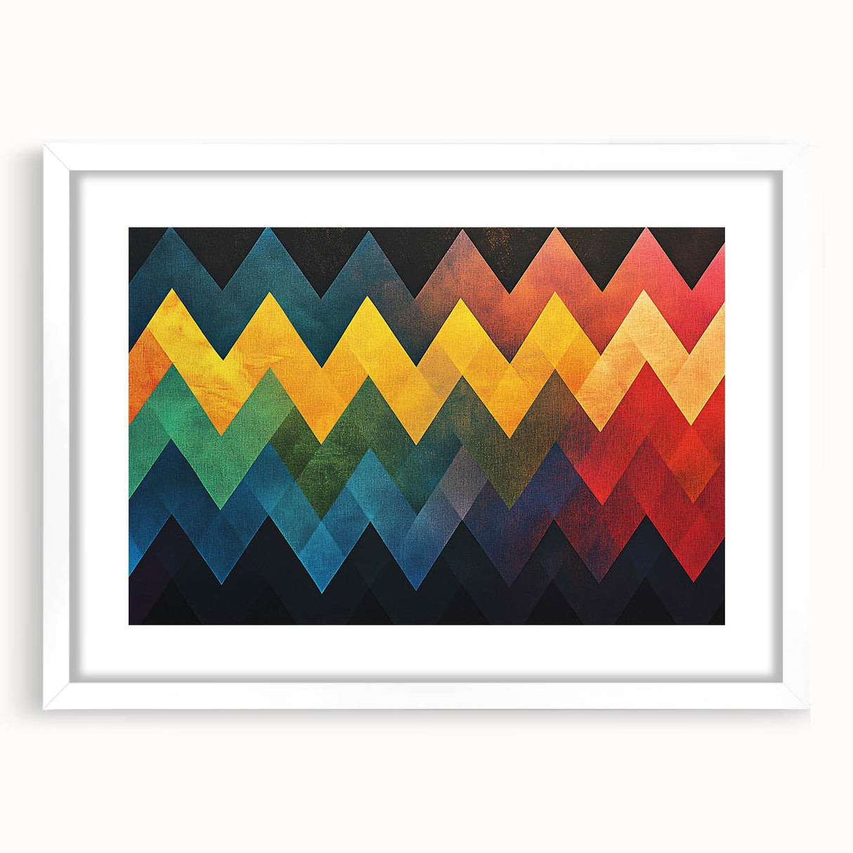 Geometric Abstract Art Prints – Multicolor Chevron Wall Design