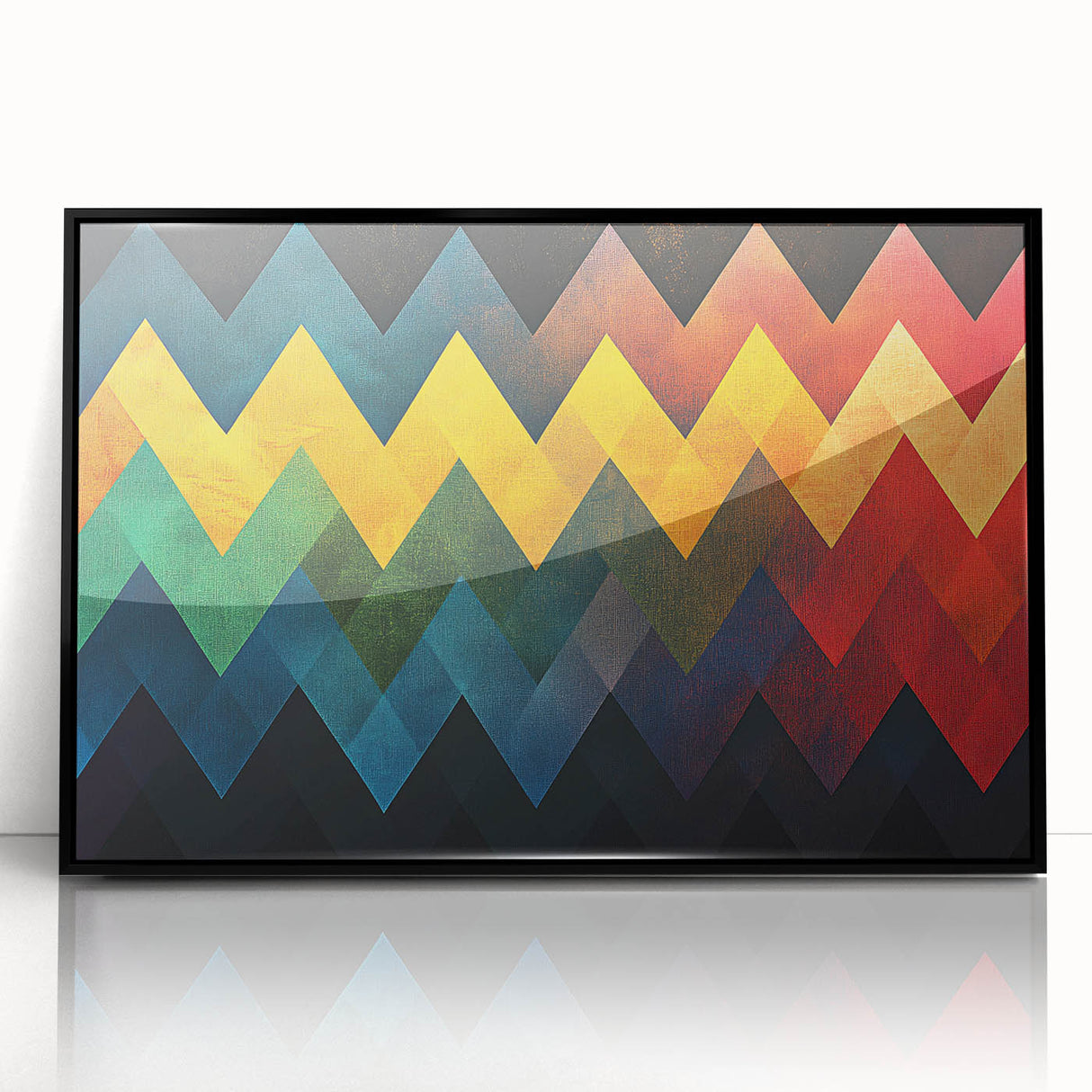 Geometric Abstract Art Prints – Multicolor Chevron Wall Design