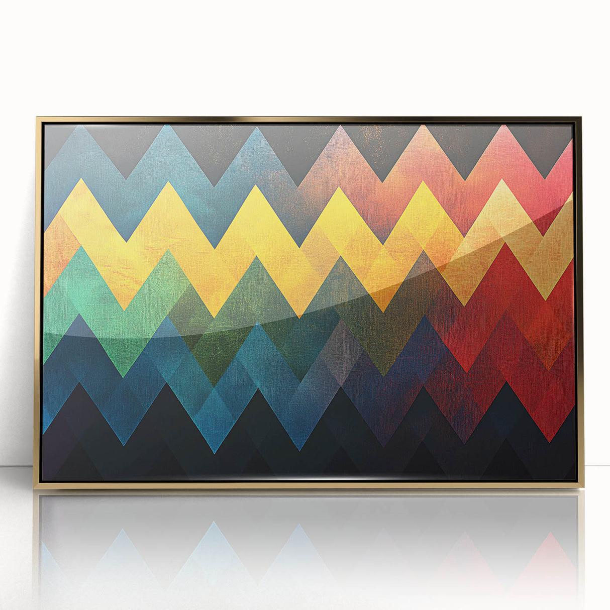 Geometric Abstract Art Prints – Multicolor Chevron Wall Design