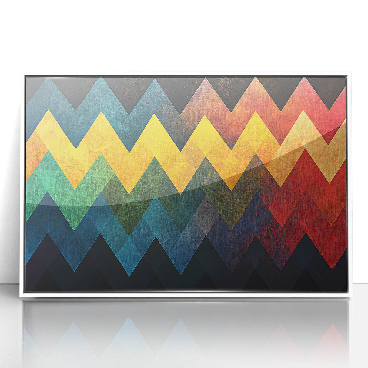 Geometric Abstract Art Prints – Multicolor Chevron Wall Design
