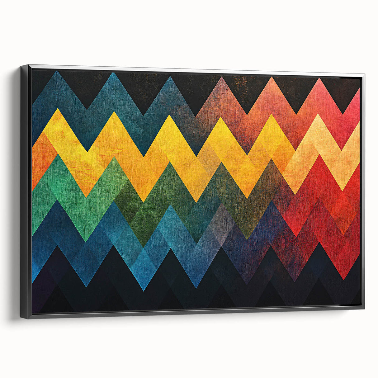 Geometric Abstract Art Prints – Multicolor Chevron Wall Design