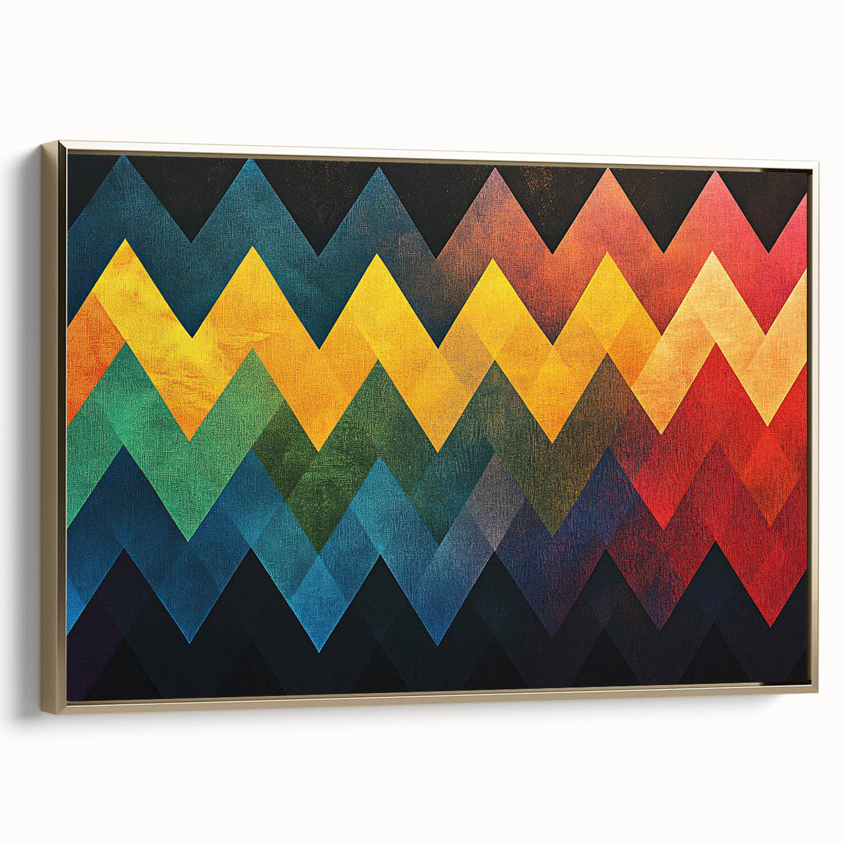 Geometric Abstract Art Prints – Multicolor Chevron Wall Design