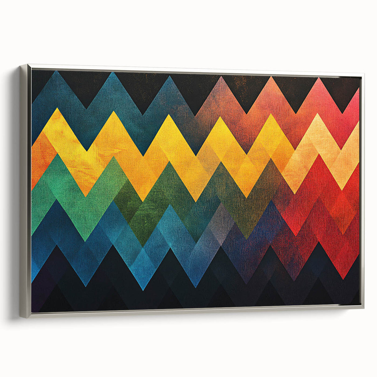 Geometric Abstract Art Prints – Multicolor Chevron Wall Design