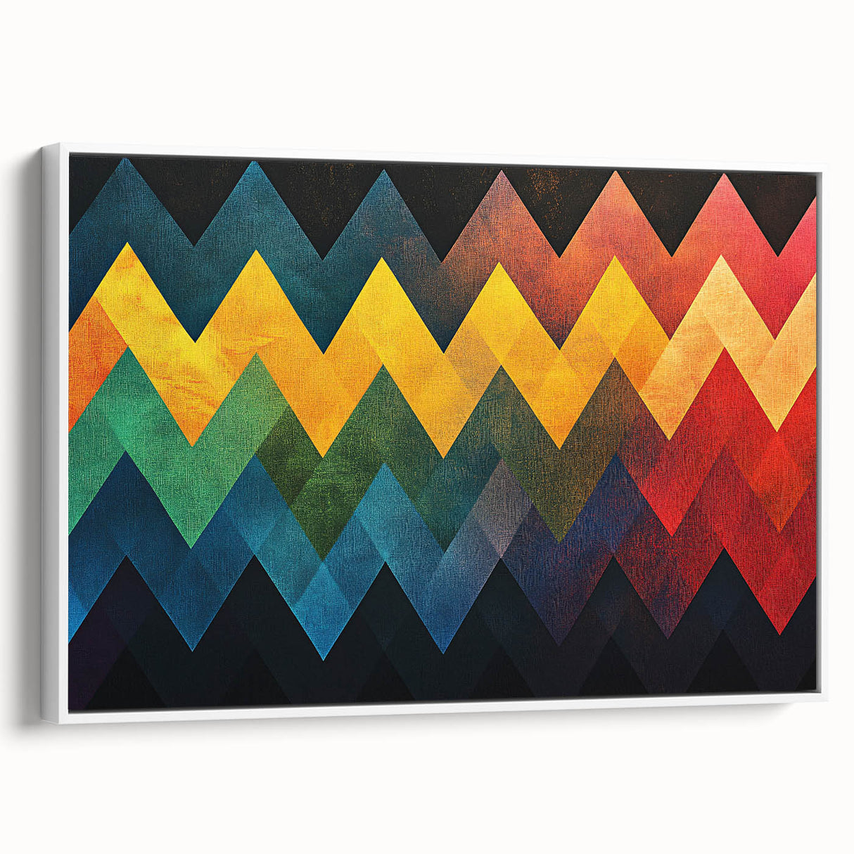 Geometric Abstract Art Prints – Multicolor Chevron Wall Design