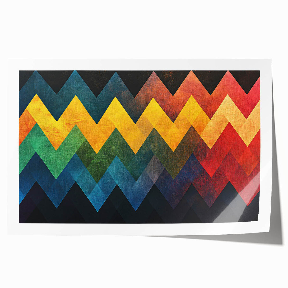 Geometric Abstract Art Prints – Multicolor Chevron Wall Design