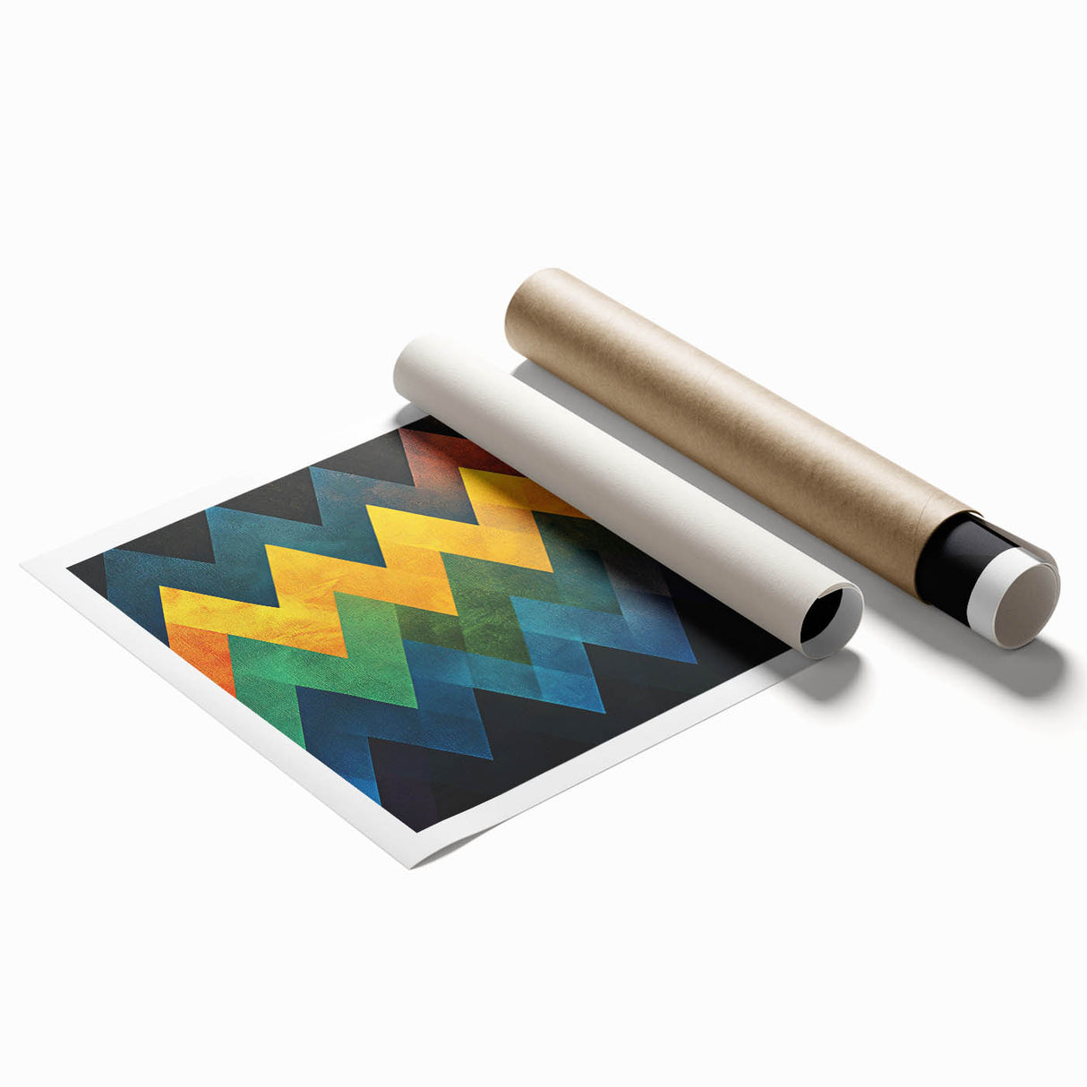 Geometric Abstract Art Prints – Multicolor Chevron Wall Design