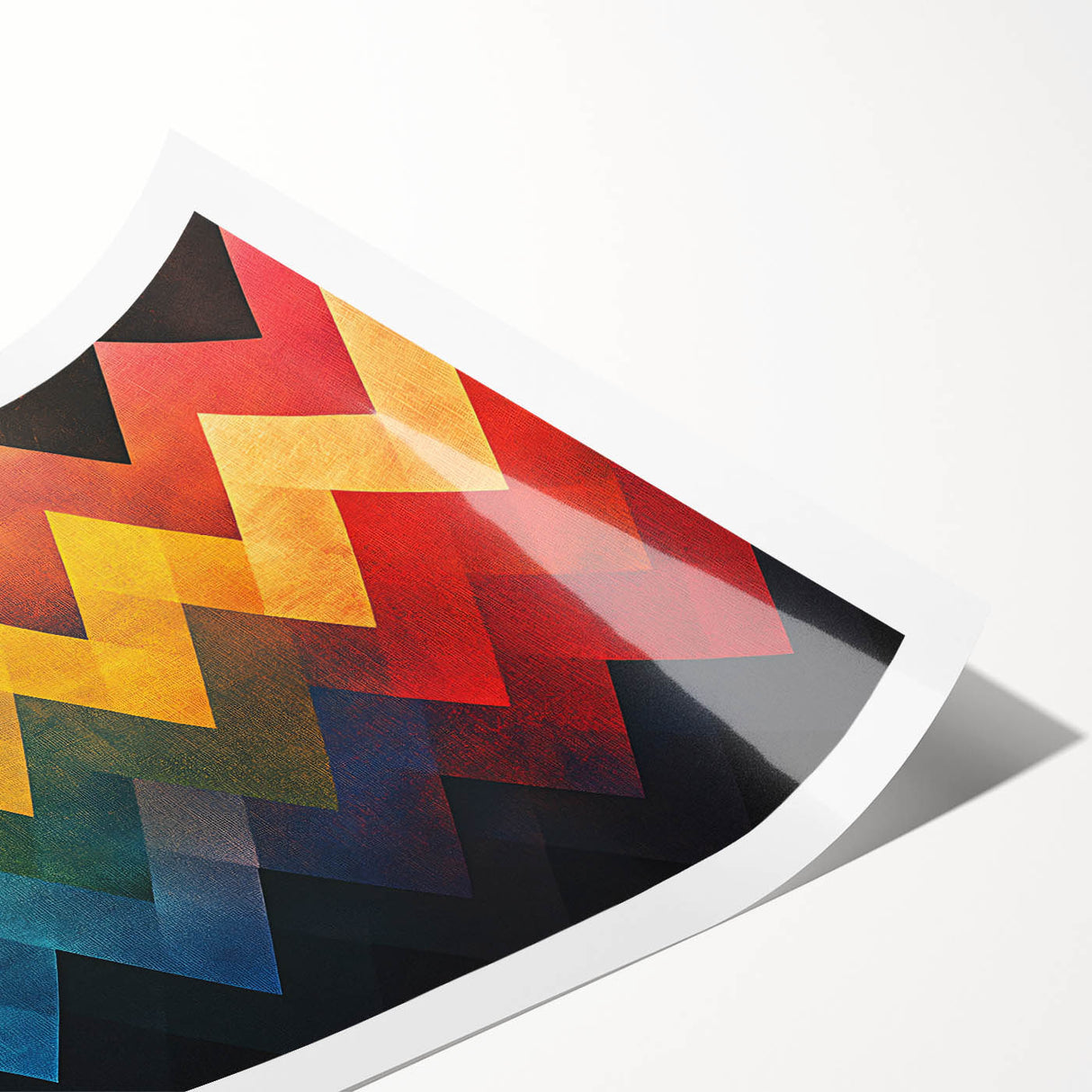 Geometric Abstract Art Prints – Multicolor Chevron Wall Design