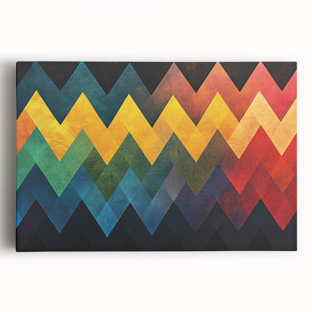 Geometric Abstract Art Prints – Multicolor Chevron Wall Design