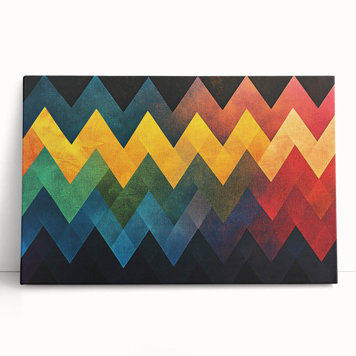 Geometric Abstract Art Prints – Multicolor Chevron Wall Design