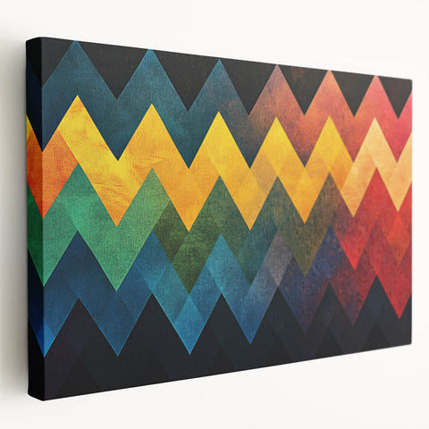 Geometric Abstract Art Prints – Multicolor Chevron Wall Design