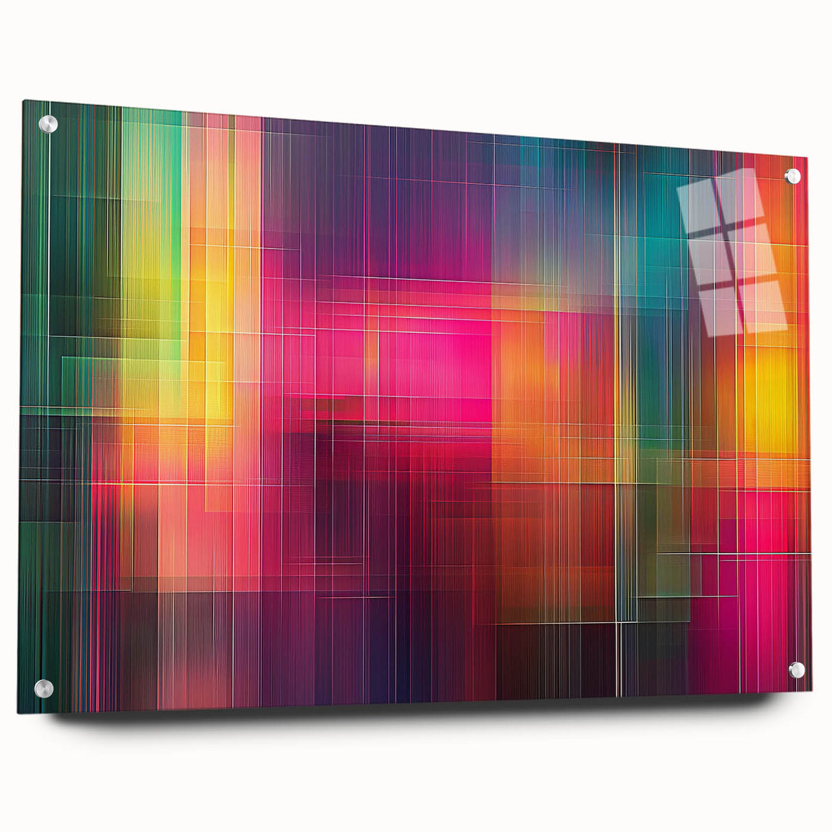 Modern Abstract Canvas Prints – Color Grid Linework Composition