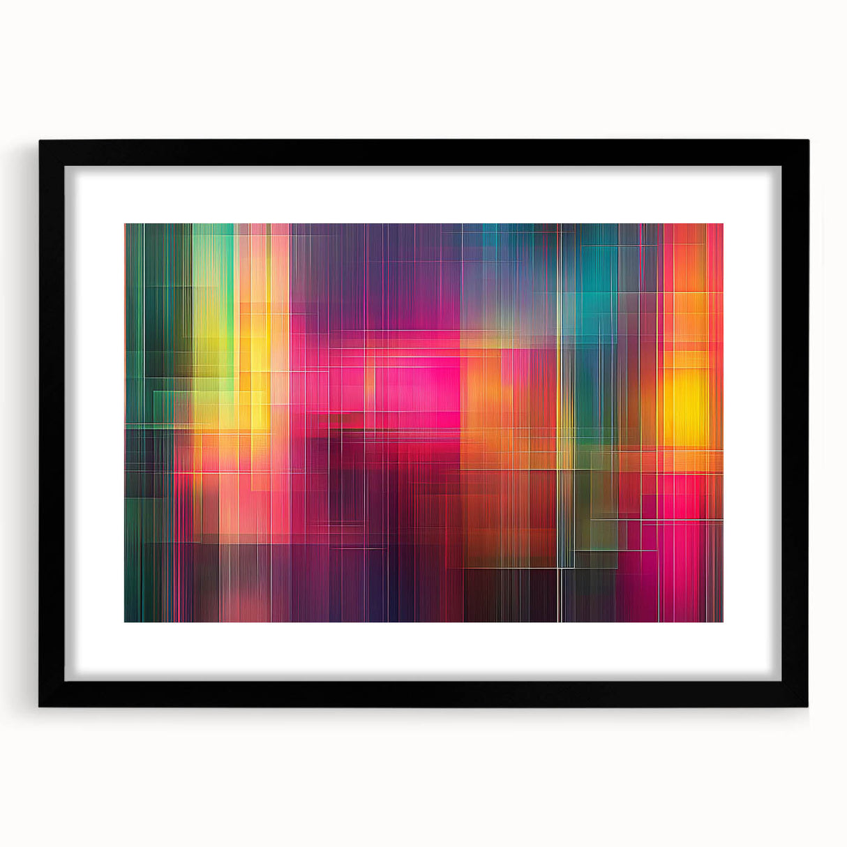 Modern Abstract Canvas Prints – Color Grid Linework Composition