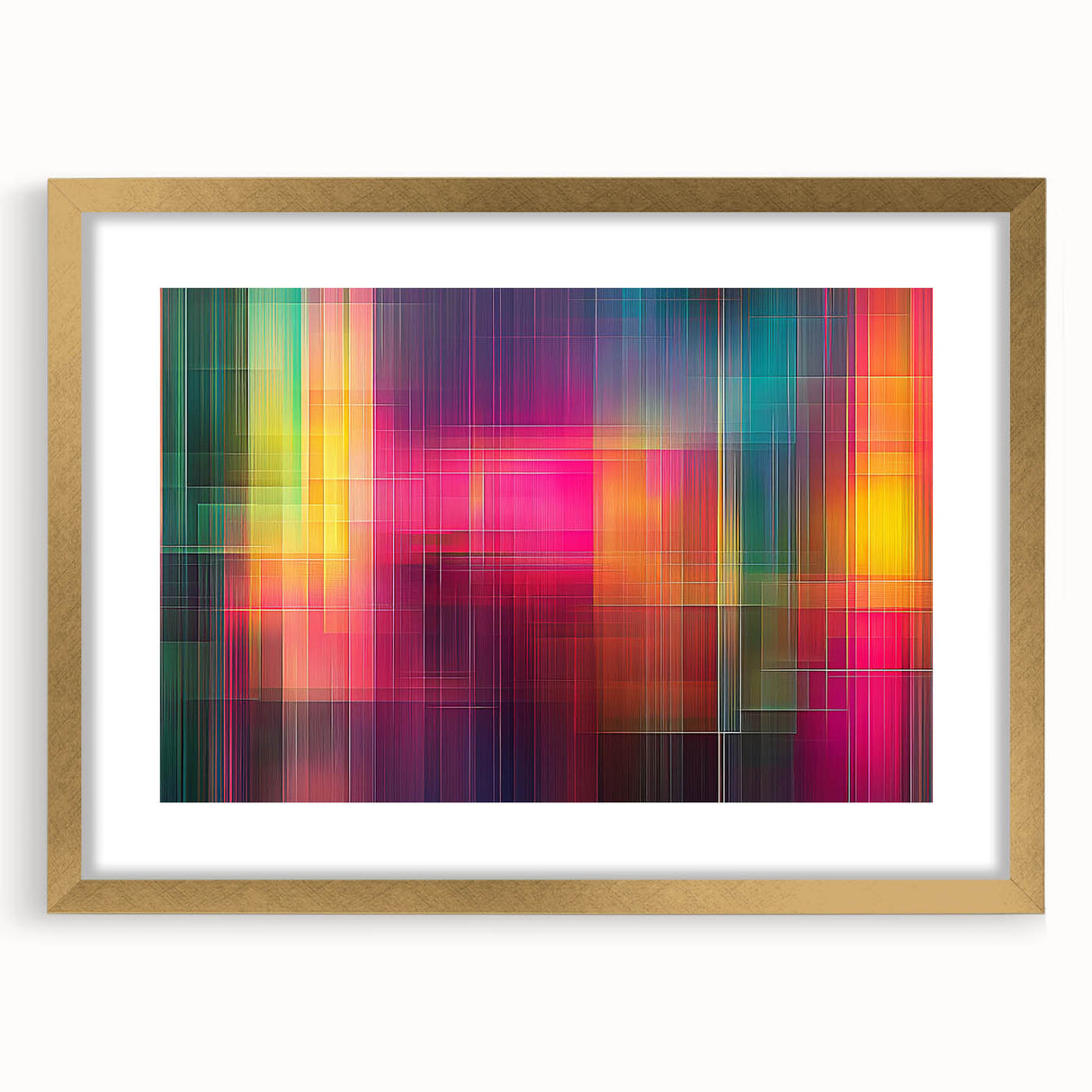 Modern Abstract Canvas Prints – Color Grid Linework Composition