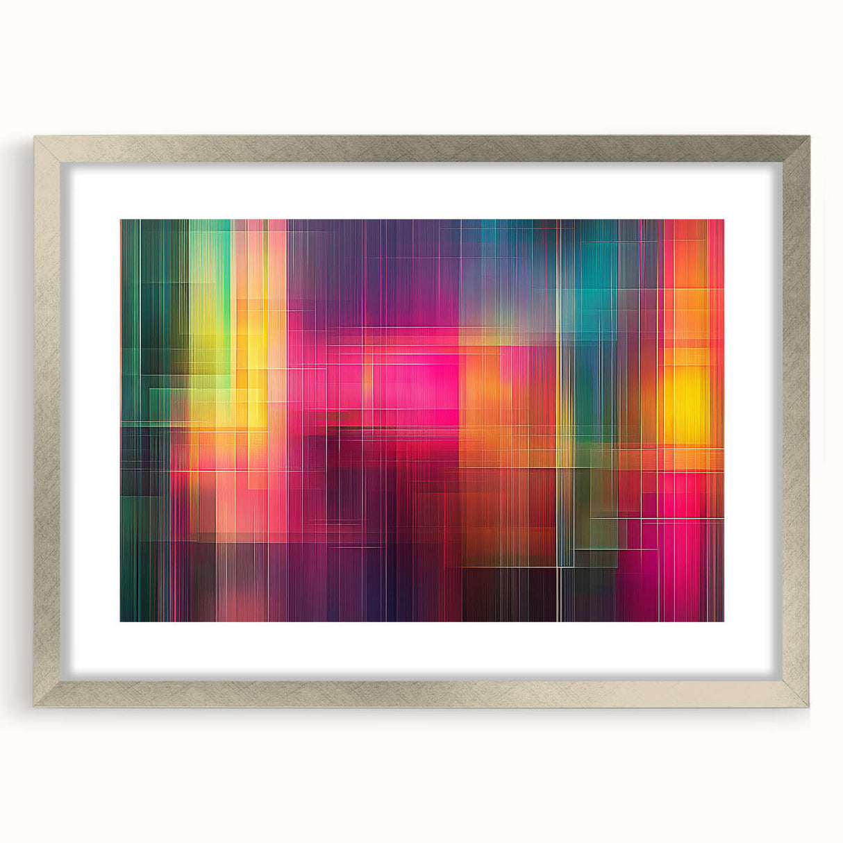 Modern Abstract Canvas Prints – Color Grid Linework Composition
