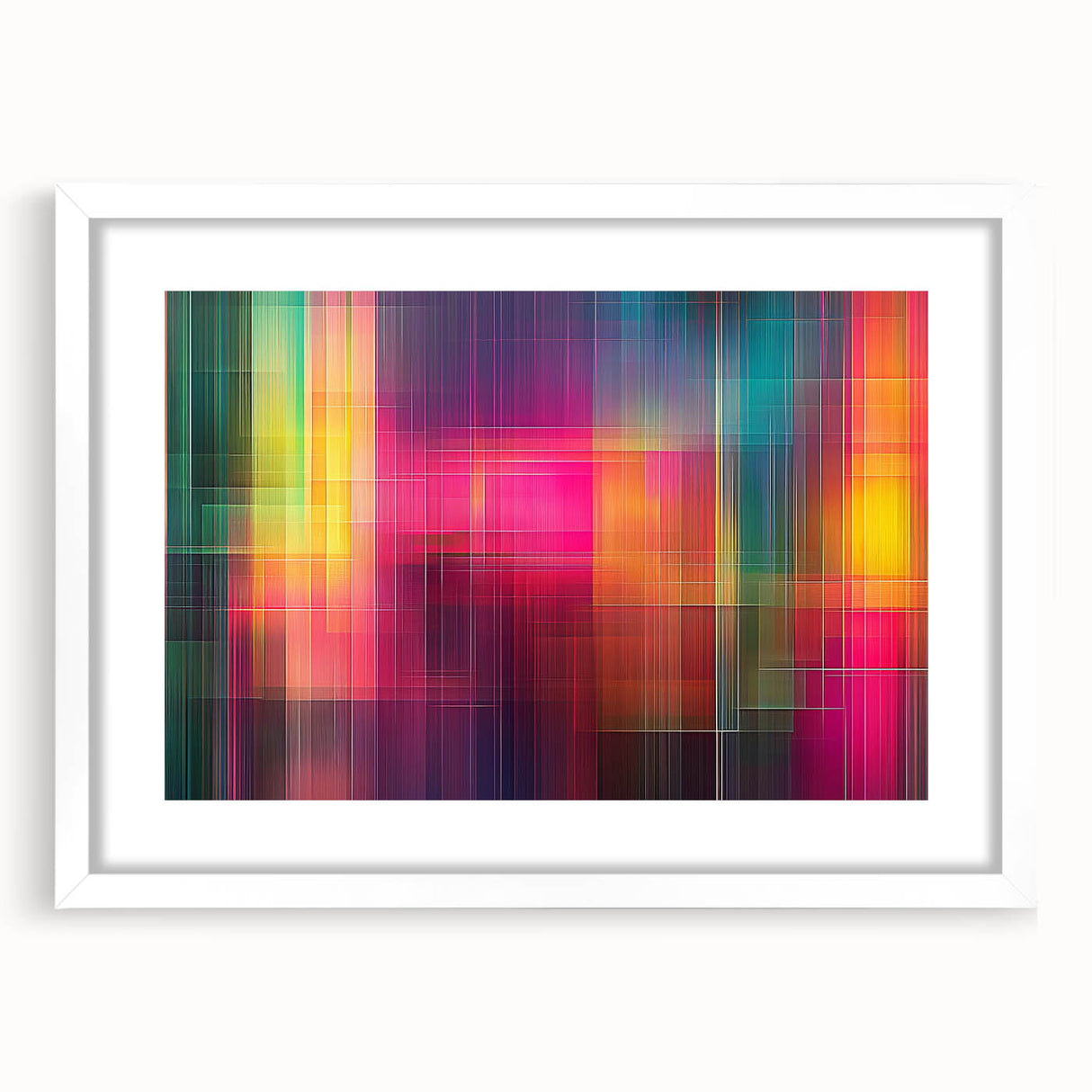 Modern Abstract Canvas Prints – Color Grid Linework Composition
