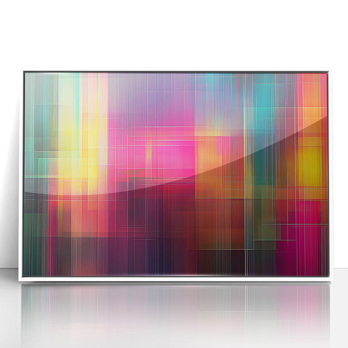 Modern Abstract Canvas Prints – Color Grid Linework Composition
