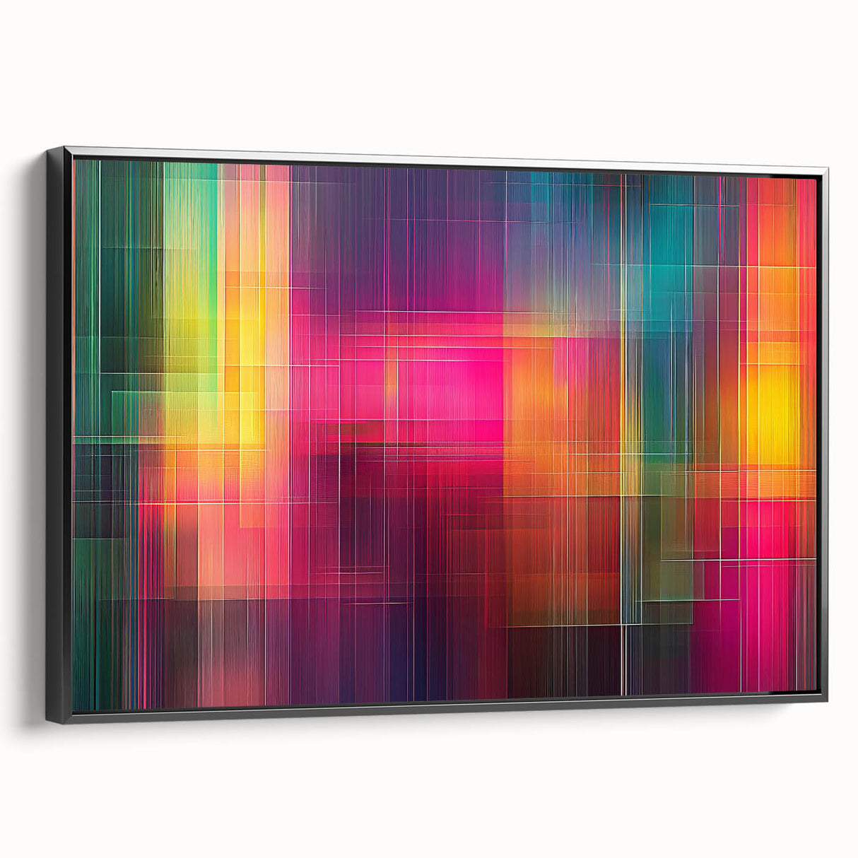 Modern Abstract Canvas Prints – Color Grid Linework Composition