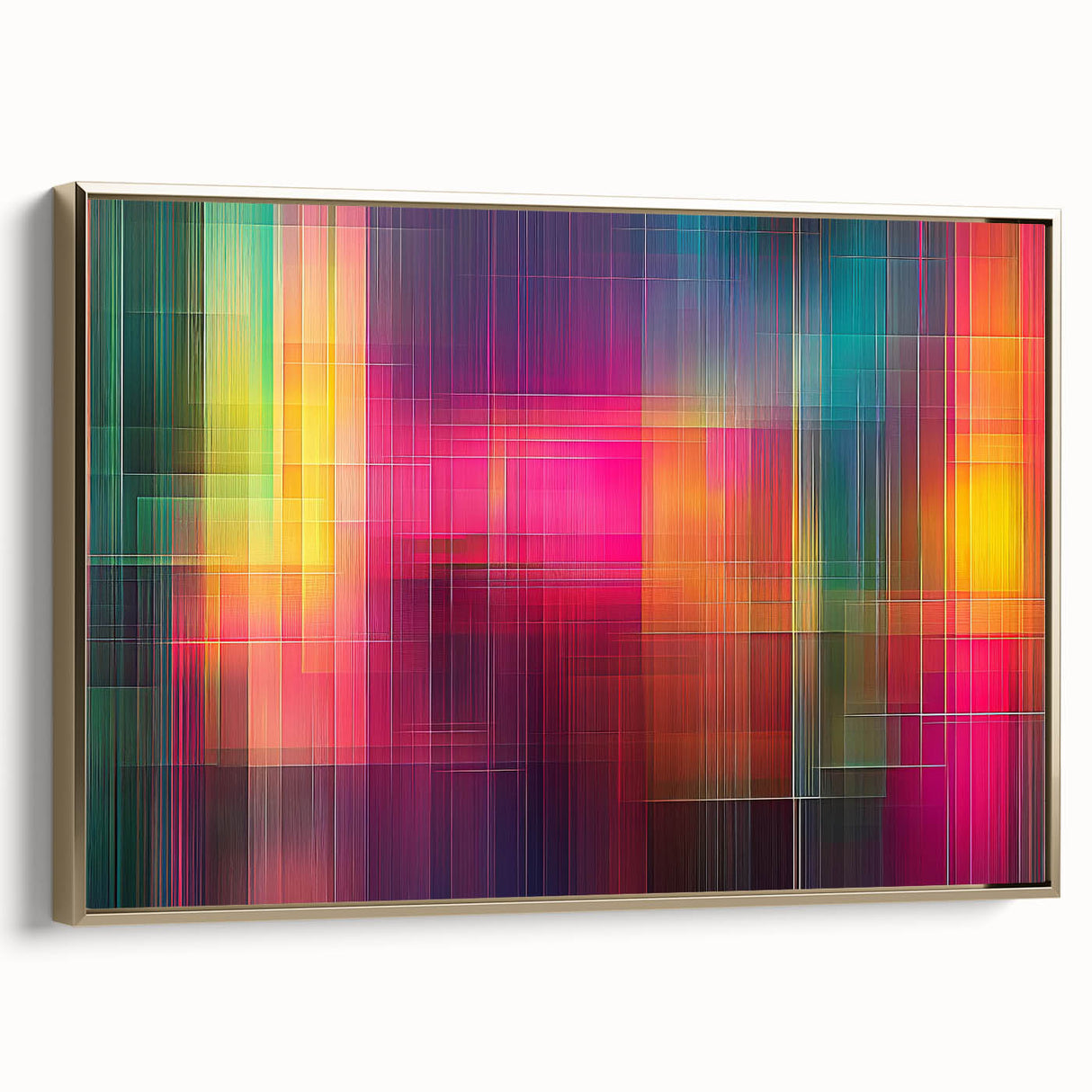 Modern Abstract Canvas Prints – Color Grid Linework Composition