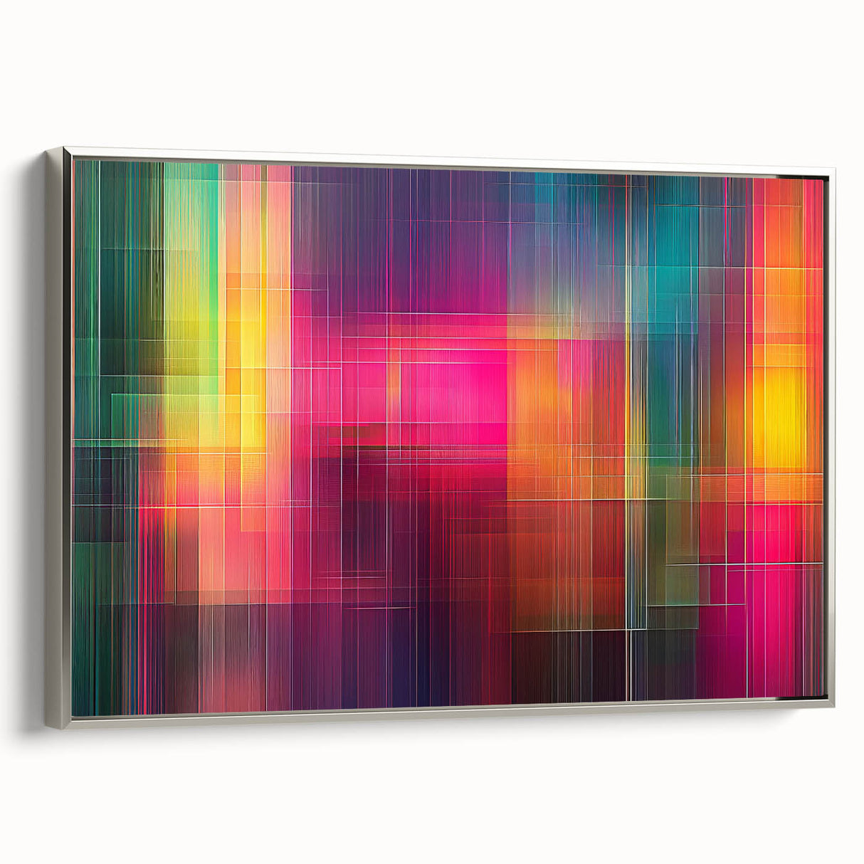 Modern Abstract Canvas Prints – Color Grid Linework Composition