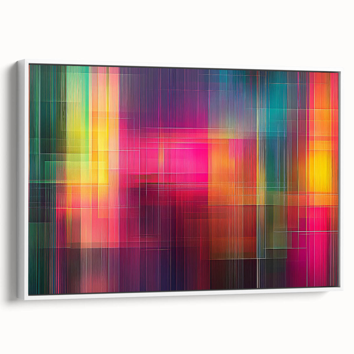 Modern Abstract Canvas Prints – Color Grid Linework Composition