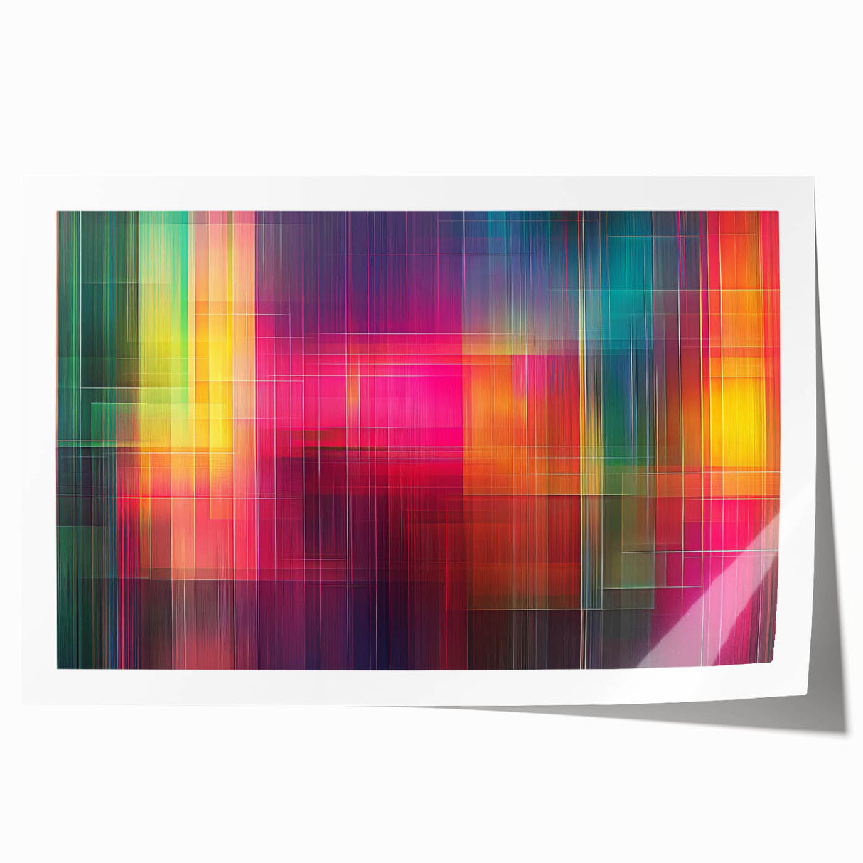 Modern Abstract Canvas Prints – Color Grid Linework Composition