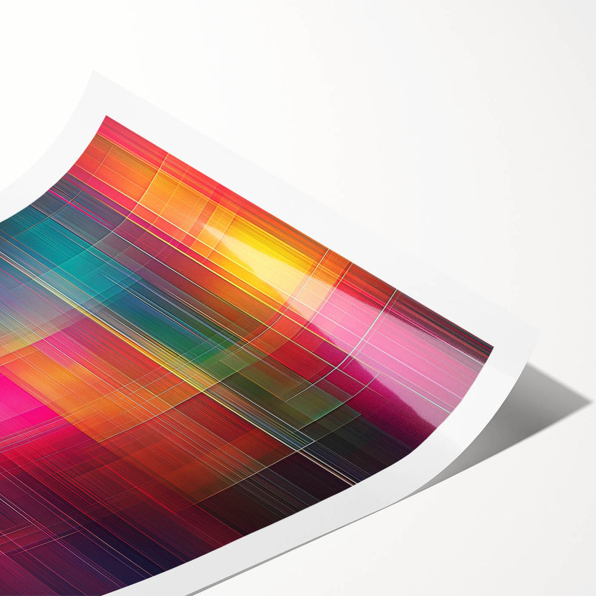 Modern Abstract Canvas Prints – Color Grid Linework Composition