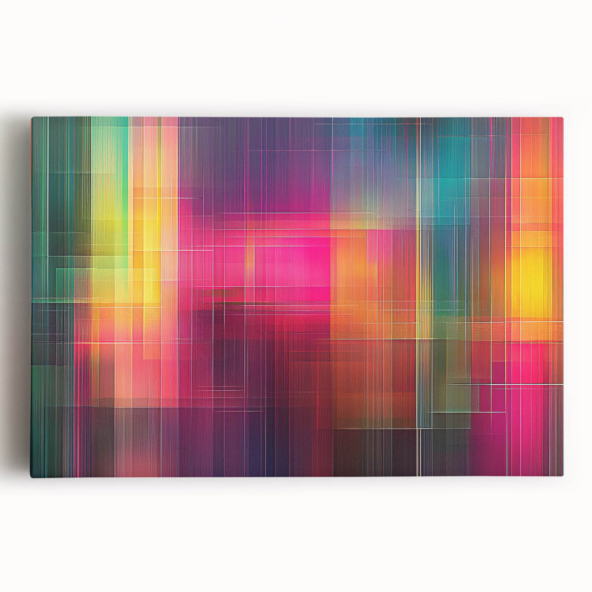 Modern Abstract Canvas Prints – Color Grid Linework Composition