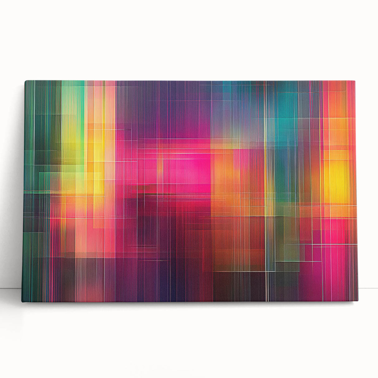 Modern Abstract Canvas Prints – Color Grid Linework Composition