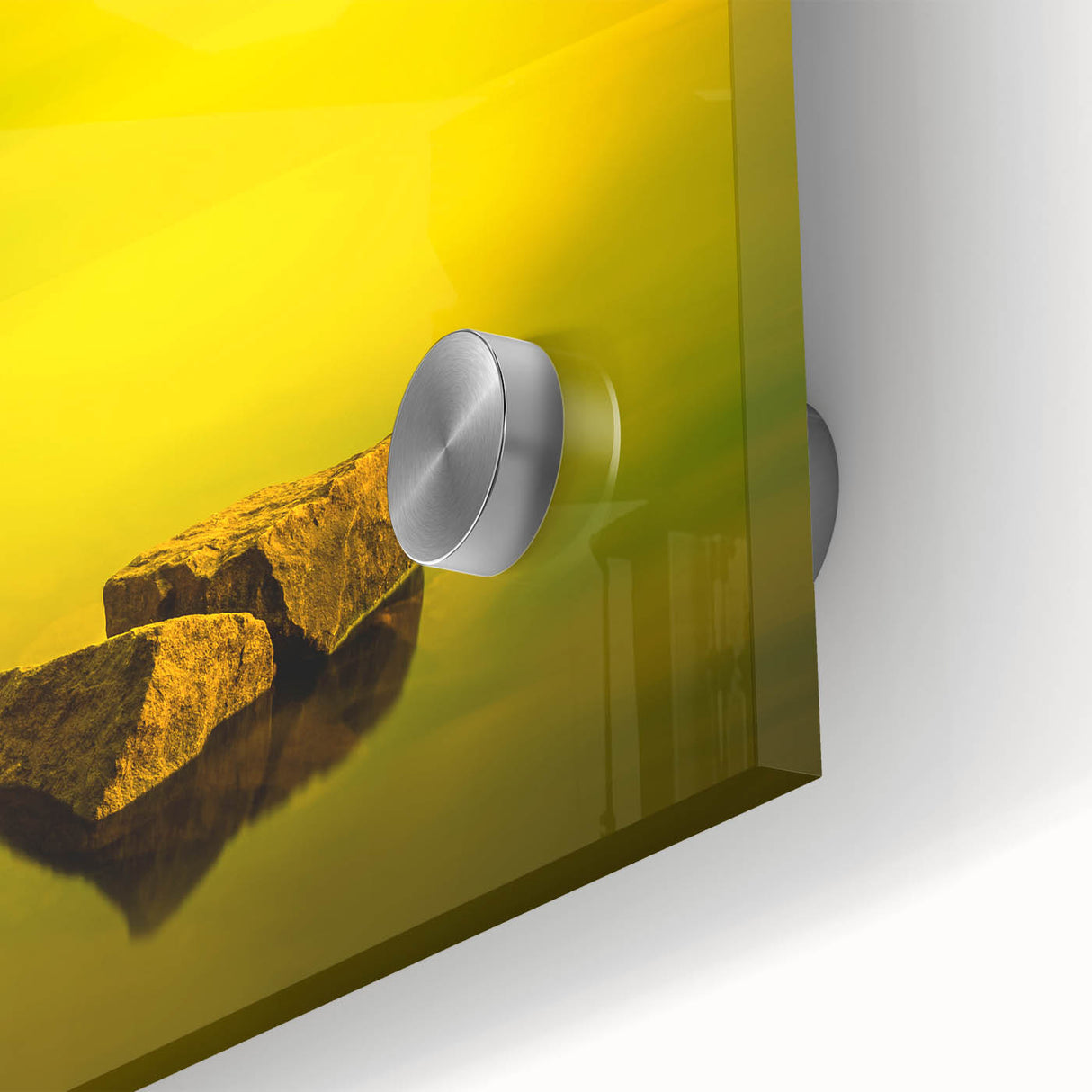 Minimalist Mountain Wall Art – Bold Yellow Rock Horizon Print