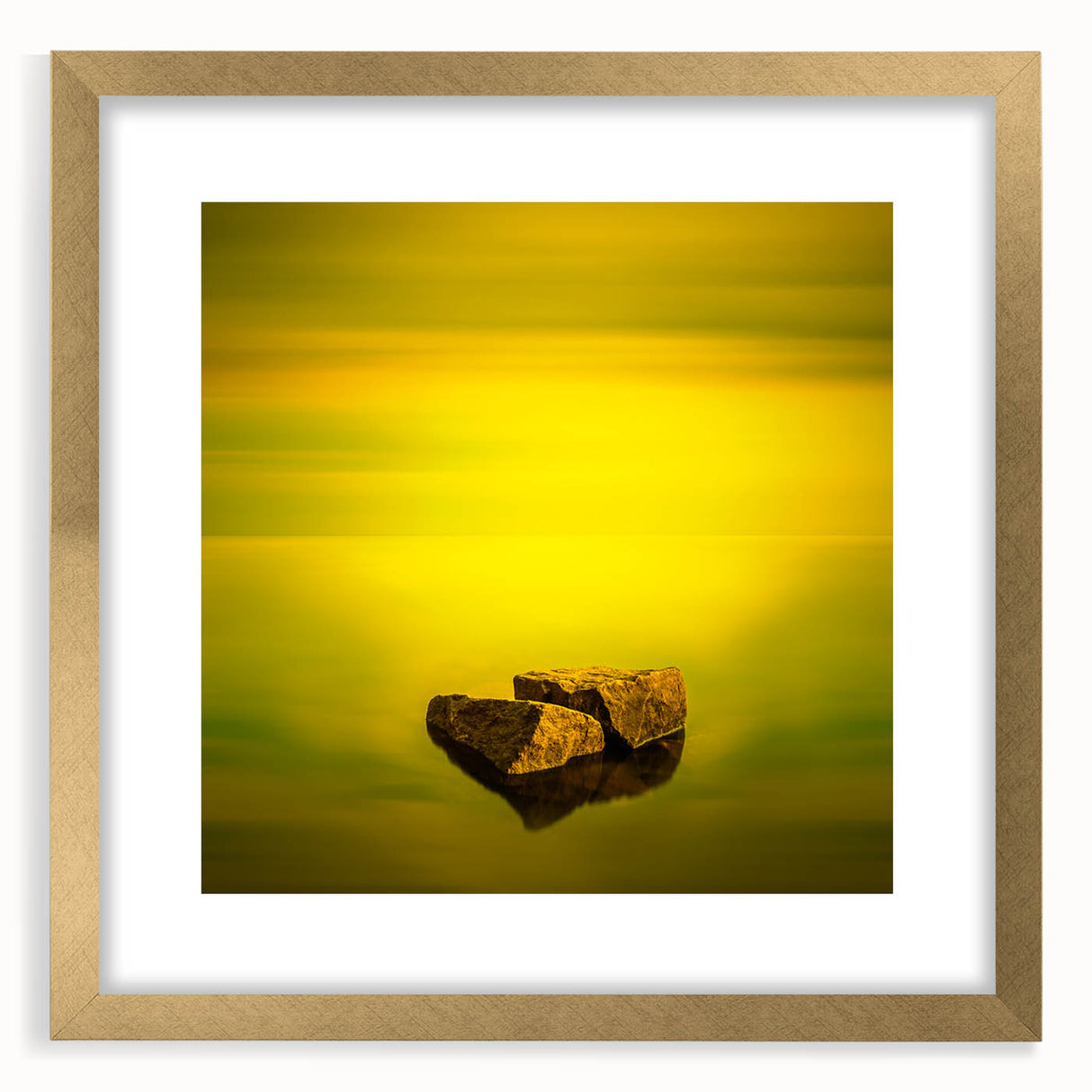 Minimalist Mountain Wall Art – Bold Yellow Rock Horizon Print
