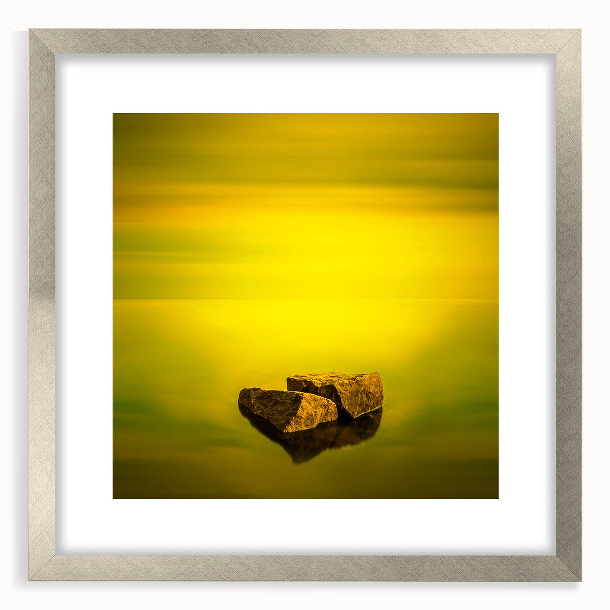 Minimalist Mountain Wall Art – Bold Yellow Rock Horizon Print