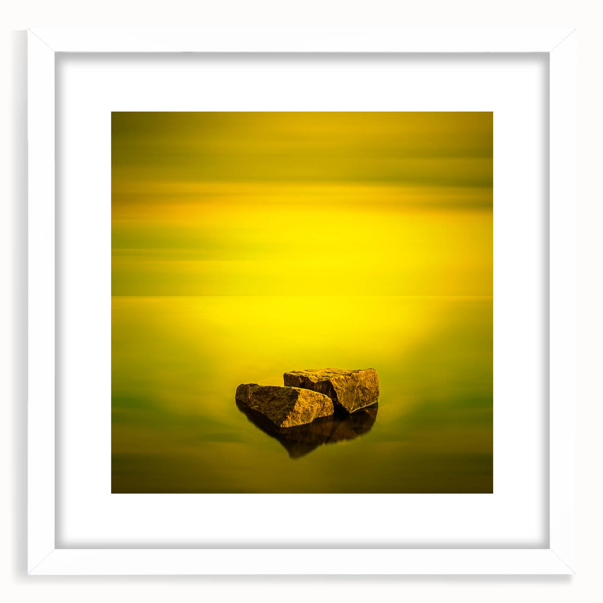 Minimalist Mountain Wall Art – Bold Yellow Rock Horizon Print