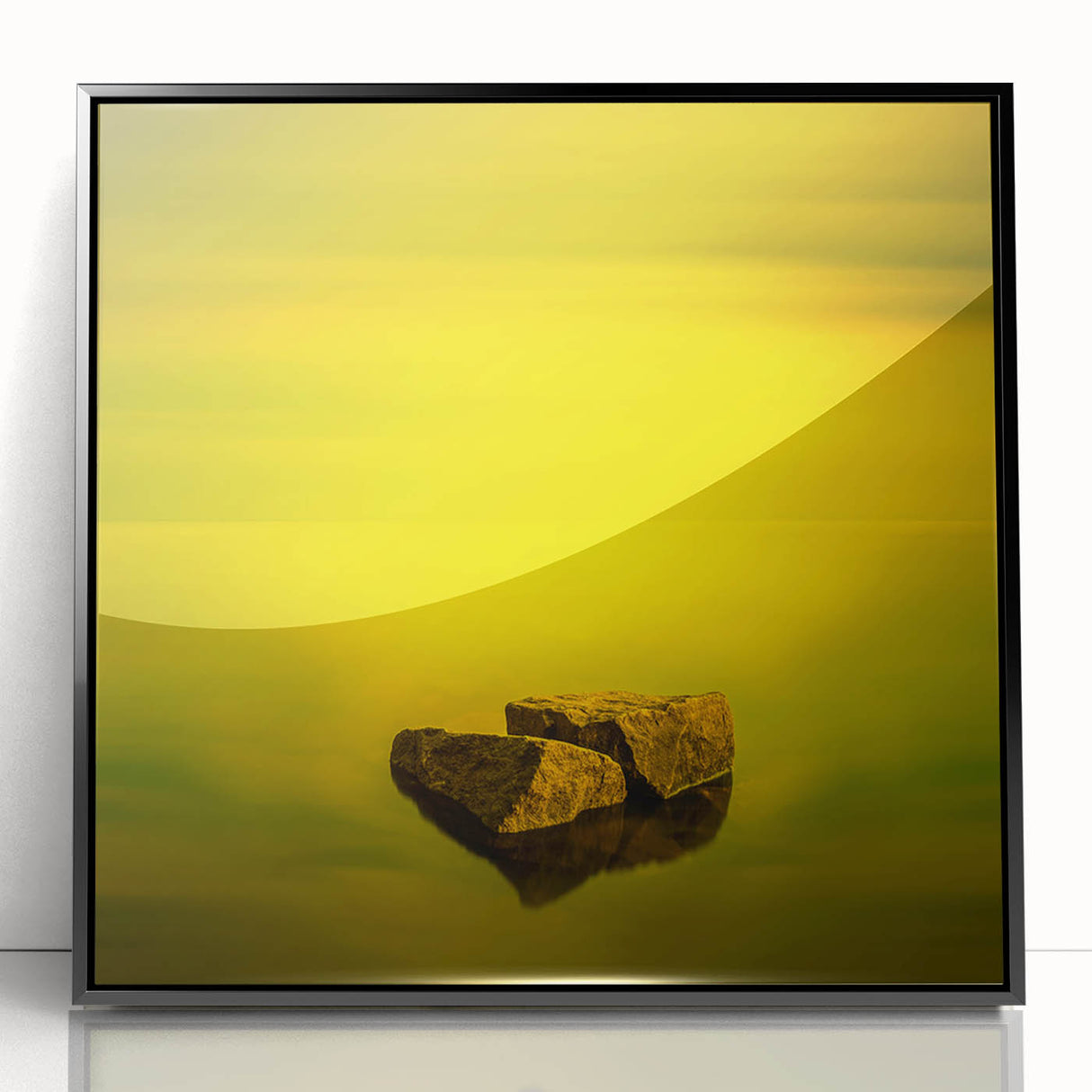 Minimalist Mountain Wall Art – Bold Yellow Rock Horizon Print