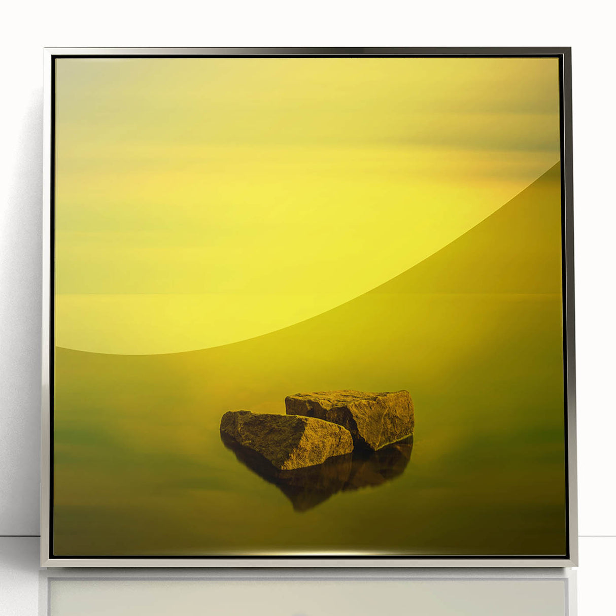 Minimalist Mountain Wall Art – Bold Yellow Rock Horizon Print