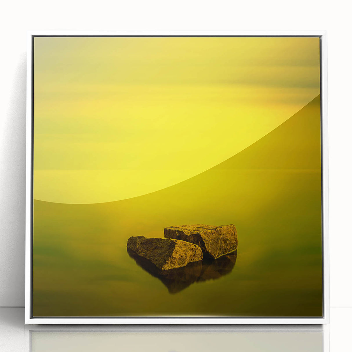 Minimalist Mountain Wall Art – Bold Yellow Rock Horizon Print